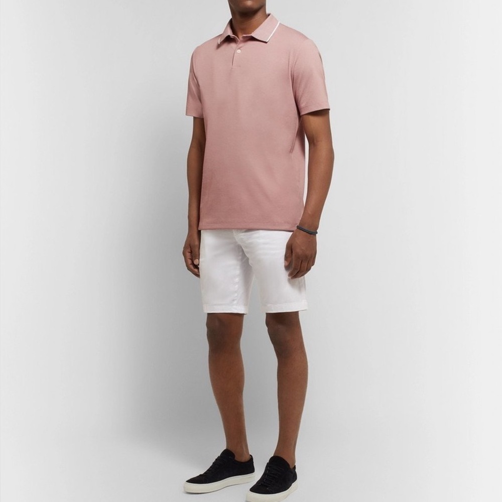 Theory Men's Pima Cotton Blend Polo Shirt in Soft Red Size XXL